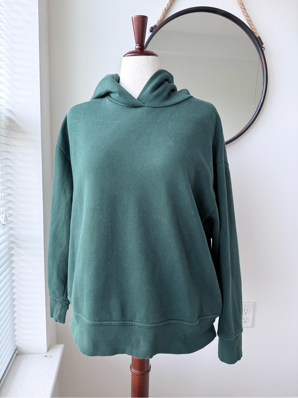 Zara Deep Green Relaxed Hooded Sweatshirt